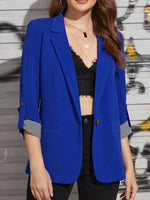 Lapel Collar Roll-Tab Sleeve Blazer S-L