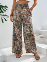 Womens Pants Paisley Printed Wide Leg Pants S-XL