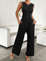 Devine Round Neck Sleeveless Wide Leg Jumpsuit S-XL