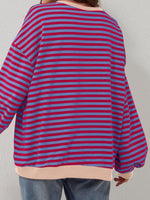 Striped Round Neck Long Sleeve T-Shirt S-XL