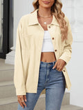 Button Up Dropped Shoulder Long Sleeve S-2XL