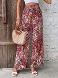 Womens Pants Paisley Printed Wide Leg Pants S-XL