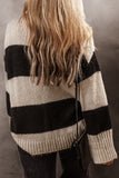 Color Block Round Neck Sweater S-XL