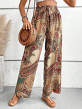 Womens Pants Paisley Printed Wide Leg Pants S-XL