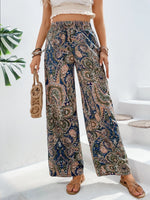 Womens Pants Paisley Printed Wide Leg Pants S-XL