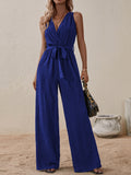 Honey Tied Surplice Sleeveless Wide Leg Jumpsuit S-XL