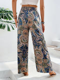 Womens Pants Paisley Printed Wide Leg Pants S-XL