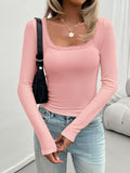 Lace Detail Scoop Neck Long Sleeve T-Shirt S-XL