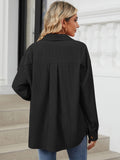 Button Up Dropped Shoulder Long Sleeve S-2XL