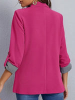 Lapel Collar Roll-Tab Sleeve Blazer S-L