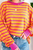 Striped Round Neck Long Sleeve Sweater S-XL