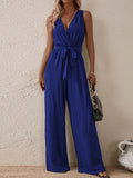 Honey Tied Surplice Sleeveless Wide Leg Jumpsuit S-XL