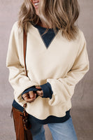 Contrast Round Neck Long Sleeve Sweatshirt S-XL