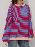 Striped Round Neck Long Sleeve T-Shirt S-XL