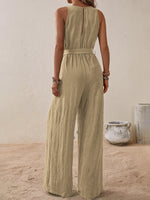 Honey Tied Surplice Sleeveless Wide Leg Jumpsuit S-XL