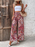 Womens Pants Paisley Printed Wide Leg Pants S-XL