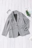 Plaid Lapel Collar Button Cuff Blazer S-2XL