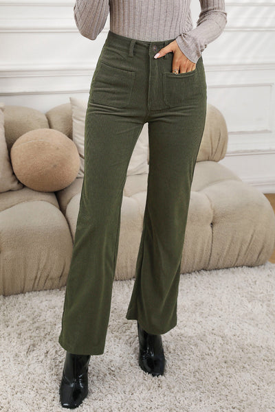 Pocketed High Waist Straight Leg Pants S-XL