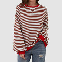 Striped Round Neck Long Sleeve T-Shirt S-XL