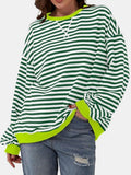 Striped Round Neck Long Sleeve T-Shirt S-XL