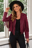 Fringe Trim Lapel Collar Cropped Blazer S-2XL