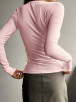 Half Button Long Sleeve T-Shirt S-L