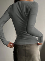 Half Button Long Sleeve T-Shirt S-L