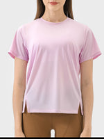 Slit Round Neck Short Sleeve Active T-Shirt Sizes 4-12