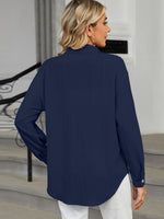 Collared Neck Long Sleeve Shirt S-2XL