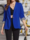 Lapel Collar Roll-Tab Sleeve Blazer S-L