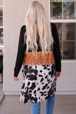 Printed Color Block Open Front Cardigan S-XL