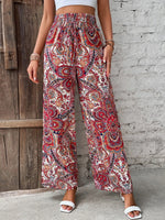 Womens Pants Paisley Printed Wide Leg Pants S-XL