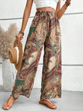 Womens Pants Paisley Printed Wide Leg Pants S-XL