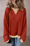 Contrast Round Neck Long Sleeve Sweatshirt S-XL