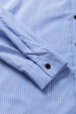 Pocketed Striped Collared Neck LS Button Down Shirt S-XL