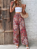 Womens Pants Paisley Printed Wide Leg Pants S-XL