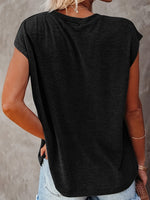 Full Size Round Neck Cap Sleeve T-Shirt S-3XL