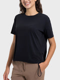 Drawstring Round Neck Short Sleeve Active T-Shirt Sizes 4-12