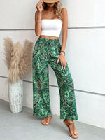 Womens Pants Paisley Printed Wide Leg Pants S-XL