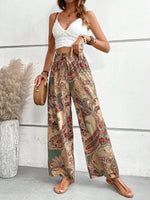 Womens Pants Paisley Printed Wide Leg Pants S-XL