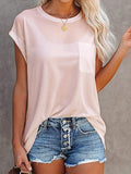 Full Size Round Neck Cap Sleeve T-Shirt S-3XL