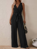 Honey Tied Surplice Sleeveless Wide Leg Jumpsuit S-XL