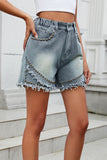 Raw Hem Studded Denim Shorts S-2XL