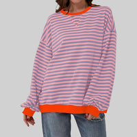 Striped Round Neck Long Sleeve T-Shirt S-XL