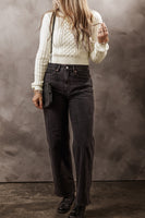 Cable-Knit Round Neck Long Sleeve Sweater S-XL