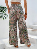 Womens Pants Paisley Printed Wide Leg Pants S-XL