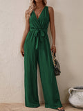 Honey Tied Surplice Sleeveless Wide Leg Jumpsuit S-XL