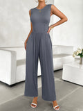 Devine Round Neck Sleeveless Wide Leg Jumpsuit S-XL