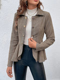 Ruffle Hem Collared Blazer S-XL