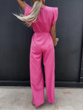 Ruffled Round Neck Cap Sleeve Jumpsuit S-2XL